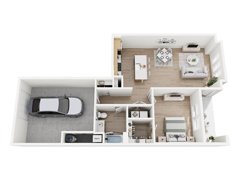 Floor plan for 1 bed, 1 bath, 868 sqft